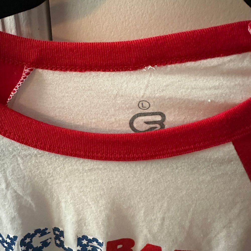 NWT CycleBar Red and White Baseball Tee size Large - Picture 2 of 5